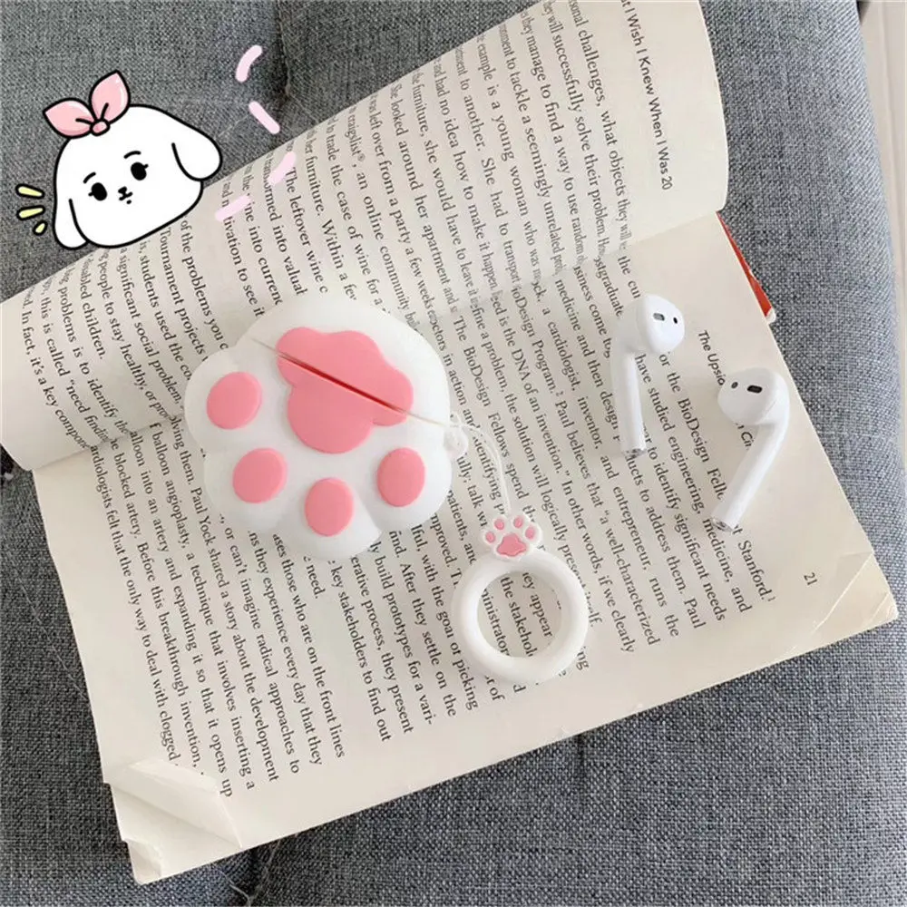 903042 Силиконовые чехлы Q UNCLE для Apple Airpods с мультяшным котом, чехлы для наушников с кольцом, анти-потеря, сумки для наушников, модная Противоударная сумка для гарнитуры - Цвет: 903042