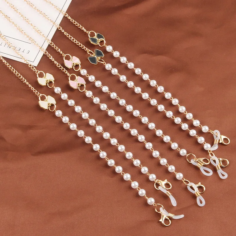 2021 ретро солнцезащитные очки-бабочки маска для лица шнурок жемчужный модный цвет