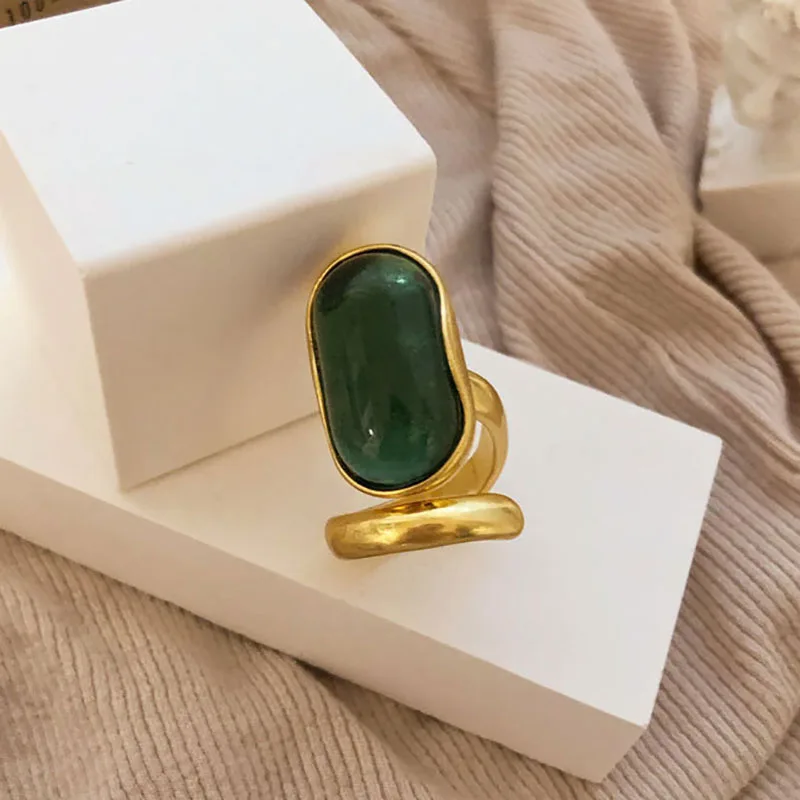 Женское винтажное вечерние ЦО из серебра 925 пробы с зелёным камнем | Украшения и