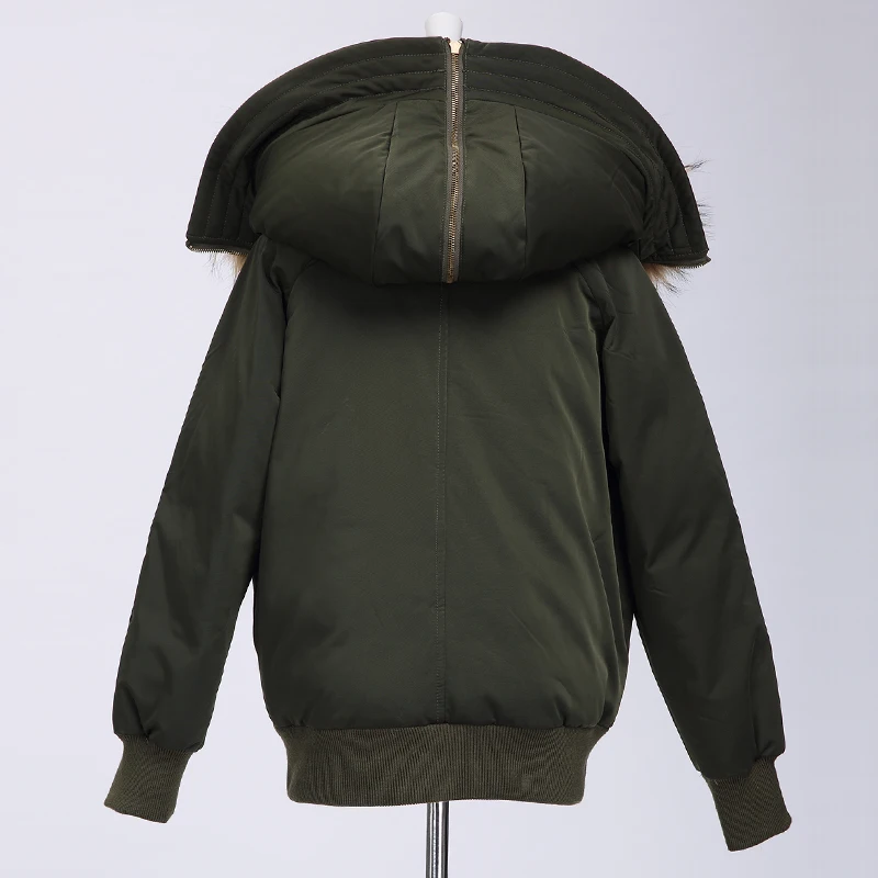 Женская парка с воротником из натурального меха енота Женский армейский зеленый