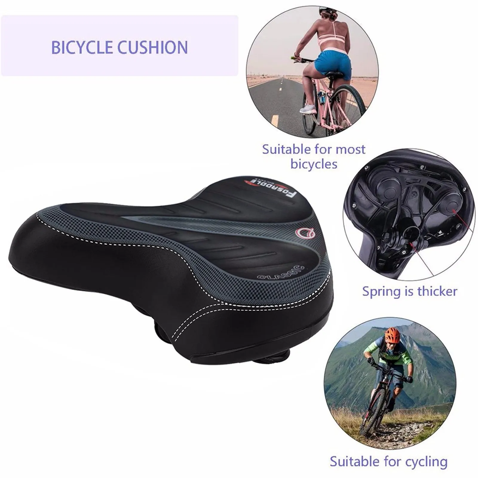 

Comfortable Wide Big Bum Bike Bicycle Gel Cruiser Extra Sporty Soft Pad Saddle Carretera 2021#40