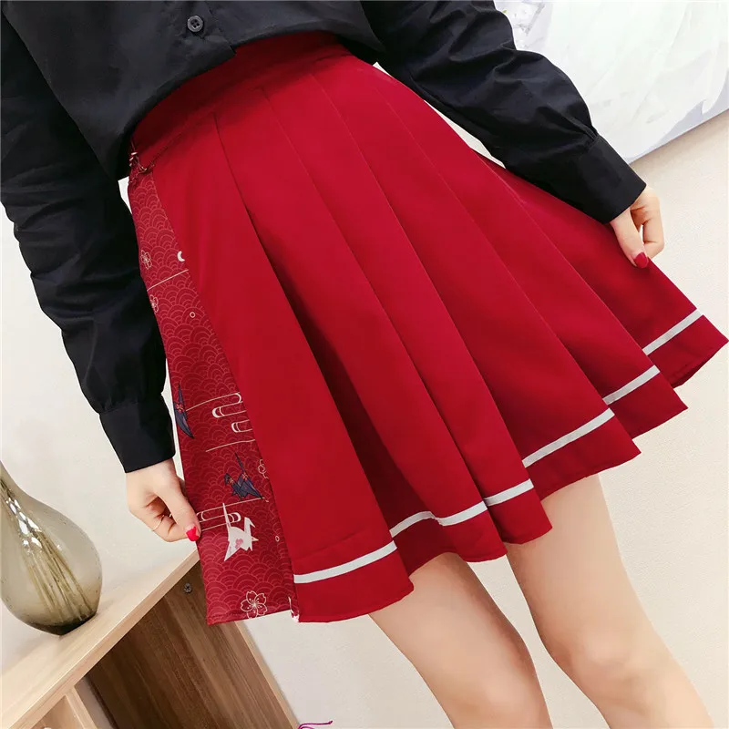 Skirt Горячие Вечерние платья женские вечерние японские Харадзюку винтажные готические платья Лолиты Черный Красный Тонкий китайский стиль cheongsam платье - Цвет: Skirt