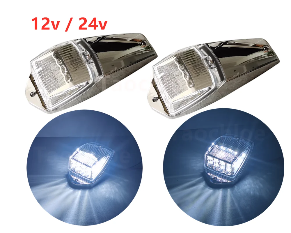 

2pcs 17LED White 24v Truck Semi-trailer doom lamp Cab Marker clearance Lights Truck Top Light trailer tractor 12v Pickup truck