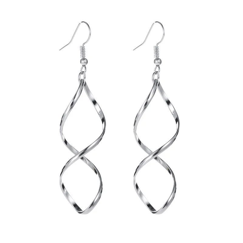 Модные геометрические изогнутые висячие серьги в форме спирали для женщин