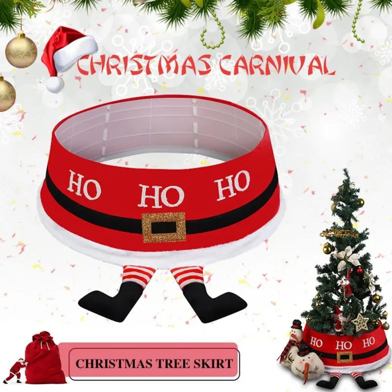 

Christmas Tree Skirt & Santa Claus Feet 30-Inch Diameter Base Christmas Tree Collar Tree Base Cover Home Decoration Hot