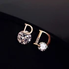 CAOSHI элегантная буква D-образный асимметричные серьги-гвоздики с блестящими круглыми фианитами, Индивидуальные женские Украшения, Лидер продаж