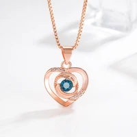 14k rose gold blue diamond pendant for women fine collares mujer 45 cm silver necklace bizuteria blue diamond gemstone pendant