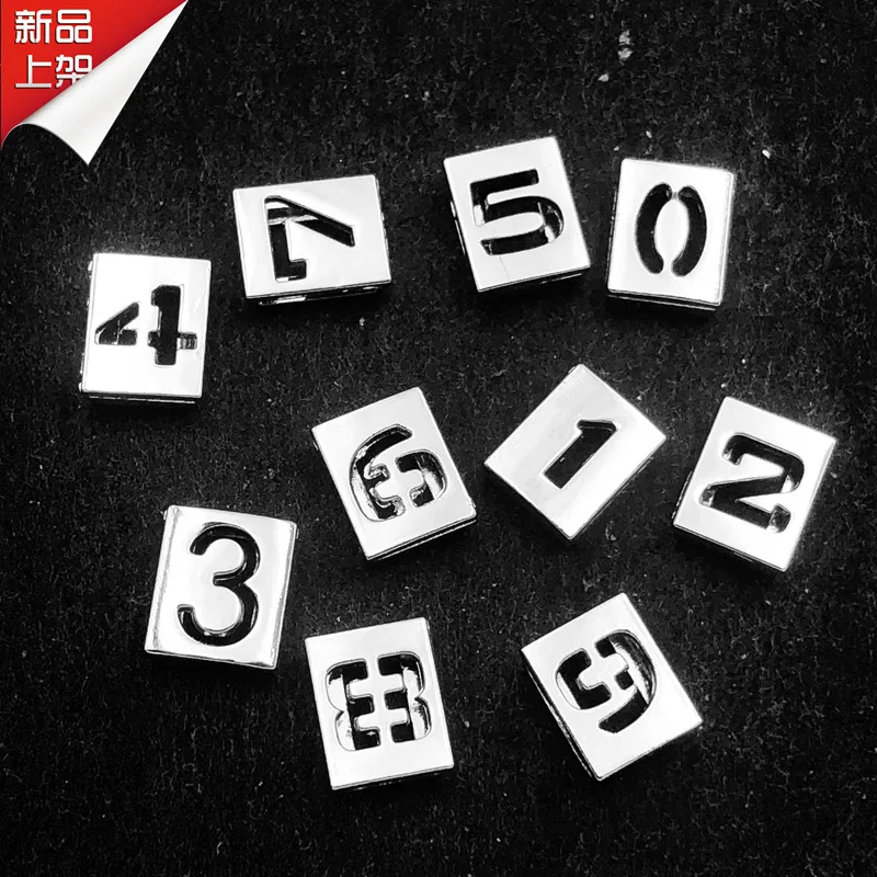 Пустотелые квадратные Подвески с цифрами 0-9 серебряного цвета 20 шт.