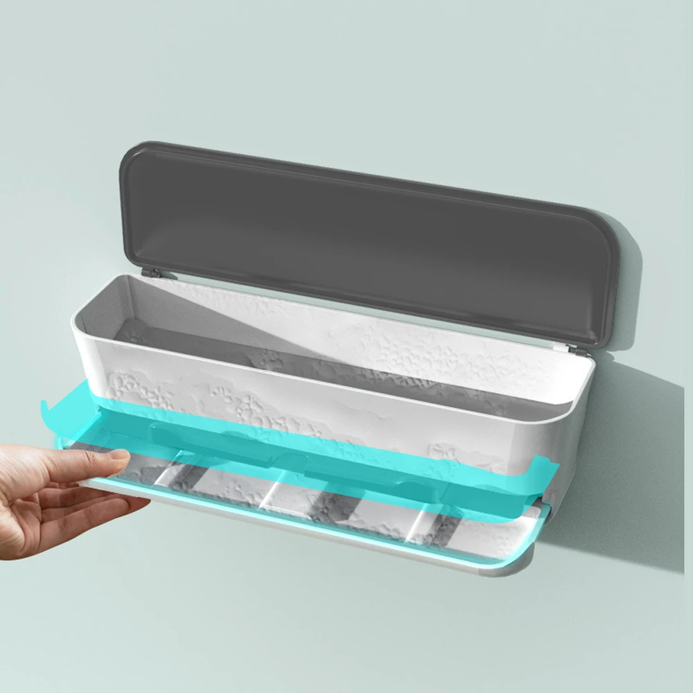 

Wall Hanging Automatic Chopstick Cage Kitchen Organizer Cutlery Tray Utensil Container With Lid Storage Rack