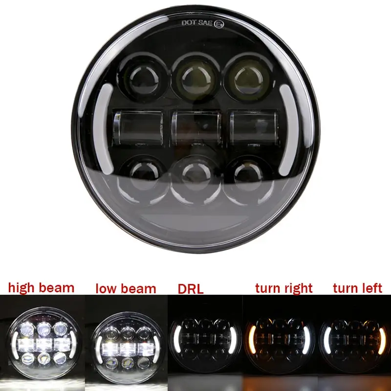 45W Turn signal Стиль хромированный 5,75 дюймов светодиодный фонарь 5 3/" светодиодный DRL 50 Вт мотоциклетные фары для Sportster 883 XL883 FXCW - Цвет: 45W Turn signal
