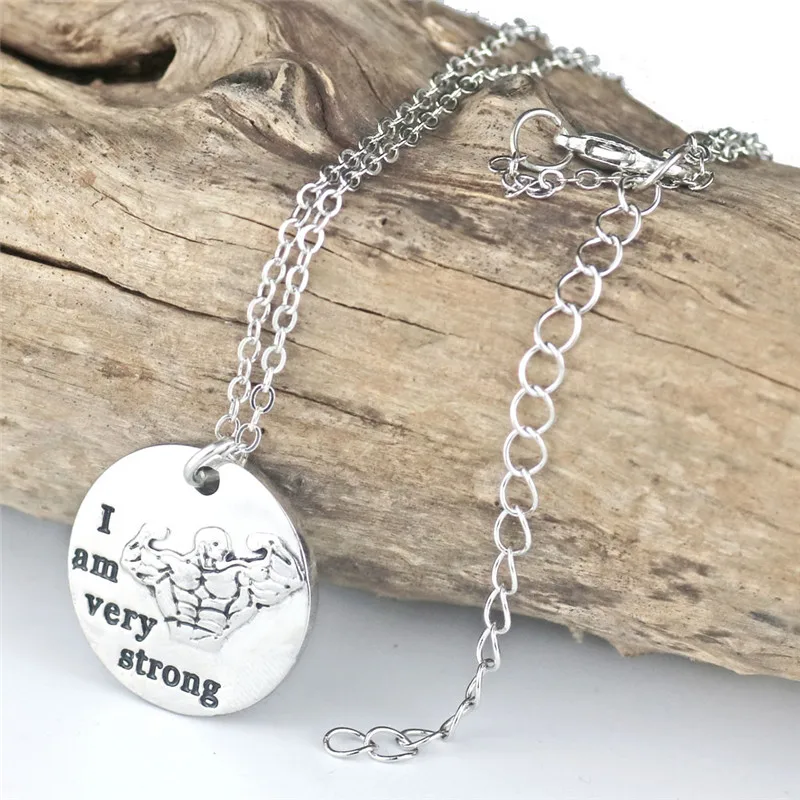 Кроссфит сообщение кулон ожерелье тренировки тренажерный зал я очень сильный