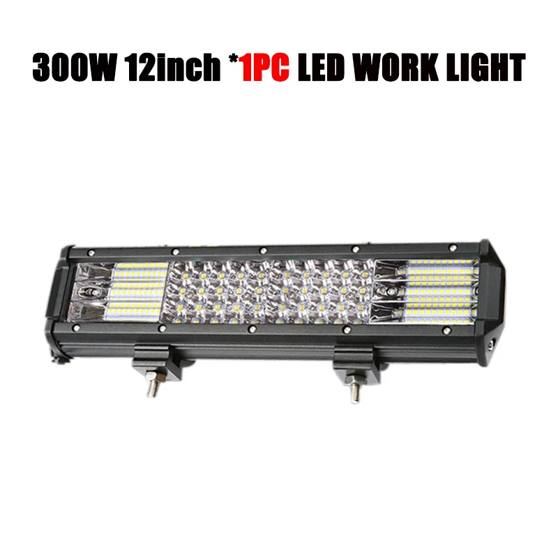 1PC 300W 12inch 300 Вт 12-дюймовый внедорожный светодиодный светильник 4-рядный комбинированный луч рабочий светильник для 12 В 24 в 4x4 ATV SUV грузовик прицеп автомобильный Автомобильный светильник s лампа - Цвет: 1PC 300W 12inch