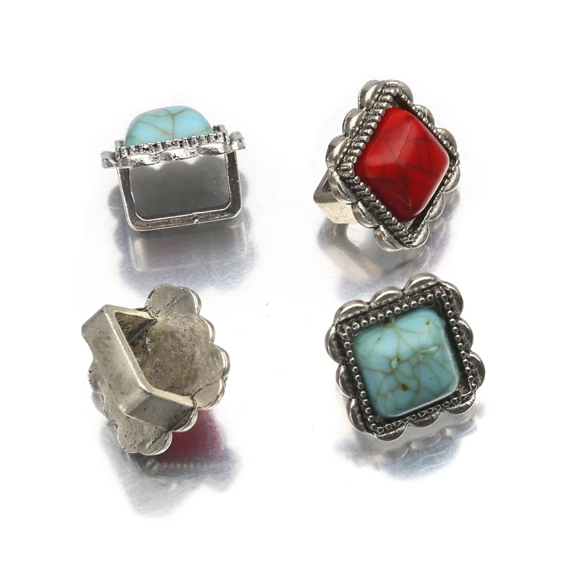 5 шт./лот тибетские серебряные квадратные акриловые бирюзовые разделители для