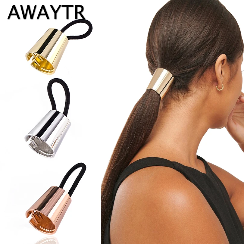 AWAYTR Fashion Women Vintage Metal High Quality Ponytail Holder Hair Accessories ropes for Elegant Girl rings Headwear |