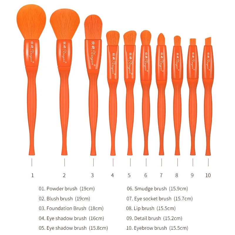 

10 Pcs Makeup Brushes Set Professional Liquid Foundation Eyebrows Eye Shadow Blush Synthetic Hair Anti-allergic With Brush Pack