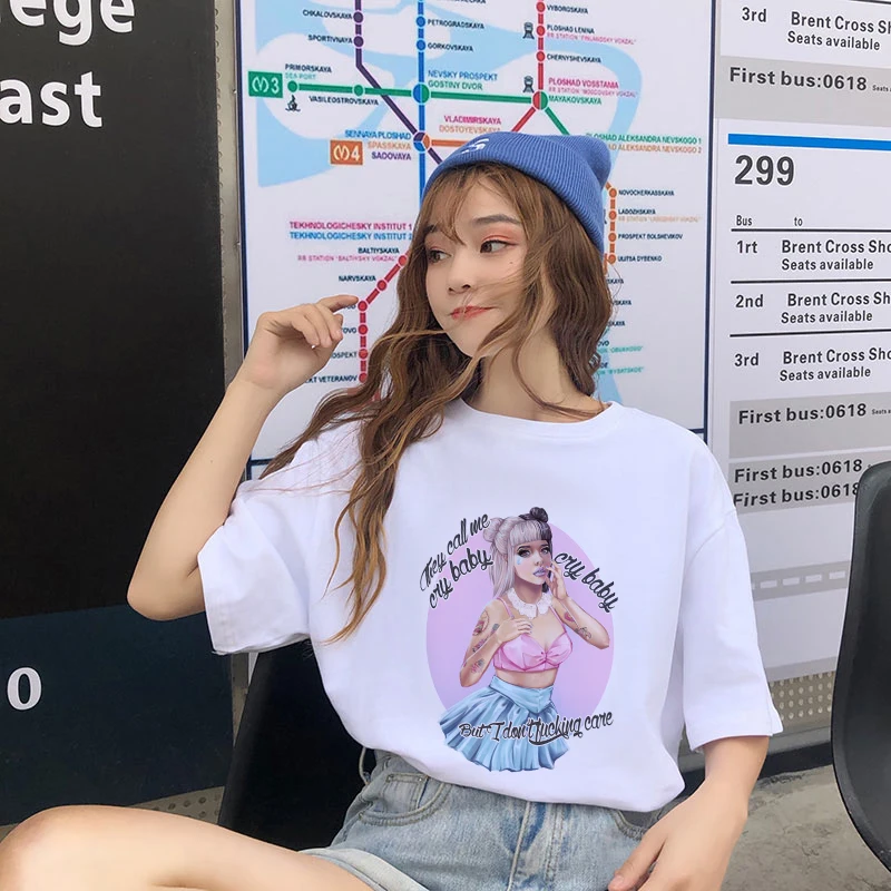 Женские футболки в стиле Харадзюку Модные Винтажные женские с принтом Мелани и