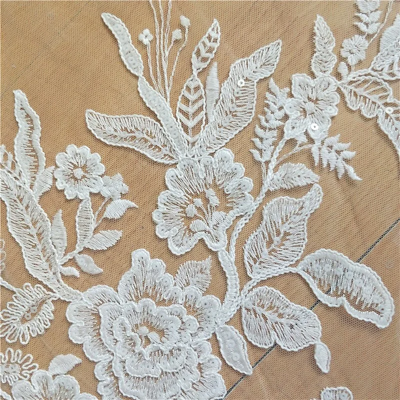 1 ярд аленкон кружевная ткань цвета слоновой кости с изящным цветочным узором из