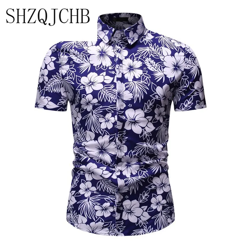 

New 2021 Men's Floral Printed Shirts Male Summer Slim fit Casual Beach Shirt Male Short Sleeve Flower Print Business Shirt Tops