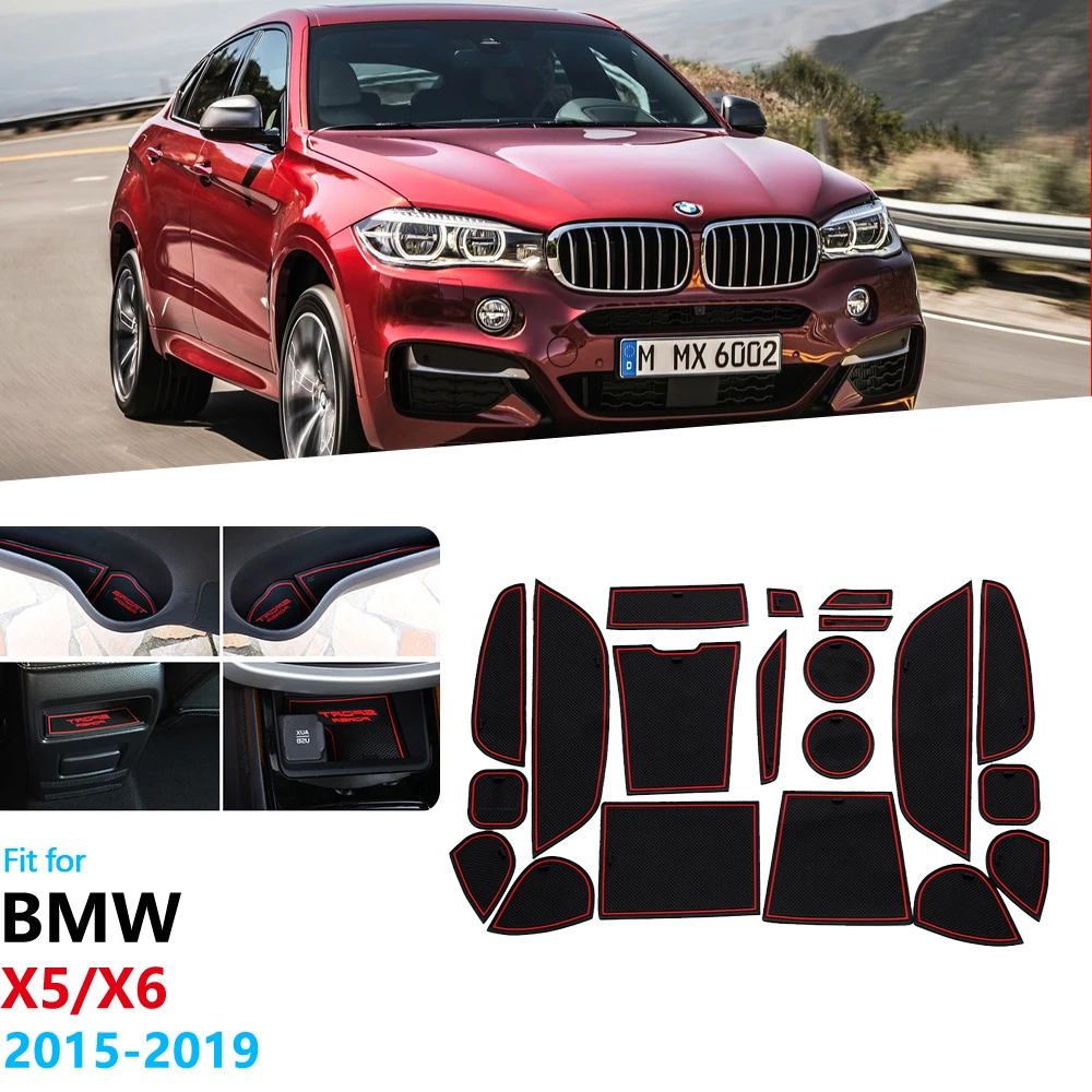 Противоскользящий резиновый коврик для подстаканника с прорезями ворот BMW X5 F15 2014