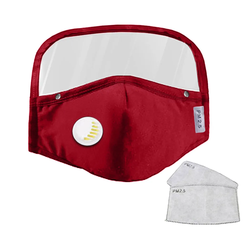 Съемная дышащая маска для лица с Защита глаз + 2 фильтра многоразовая Тканевая рта