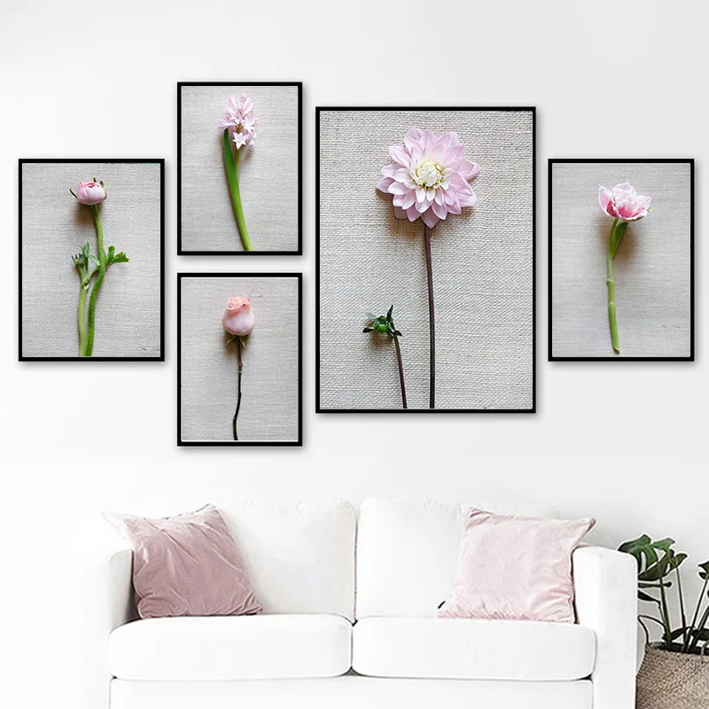 Розовые розы хризантемы цитаты стены искусства холст живопись плакаты на