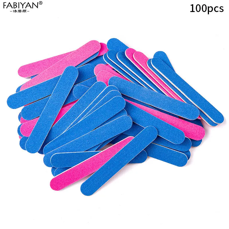 100Pcs PB 8.5cm 100 шт./лот, Мини Пилочки Для дизайна ногтей, наждачная бумага, УФ Гель-лак, инструмент для маникюра, педикюра, шлифовальный буферный блок, наконечники, 180/240, двухсторонний - Цвет: 100Pcs PB 8.5cm
