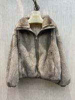 2021 new arrival hot sale fashion women winter thick warm real mink fur long sleeve mink fur zipper collar jacket coat