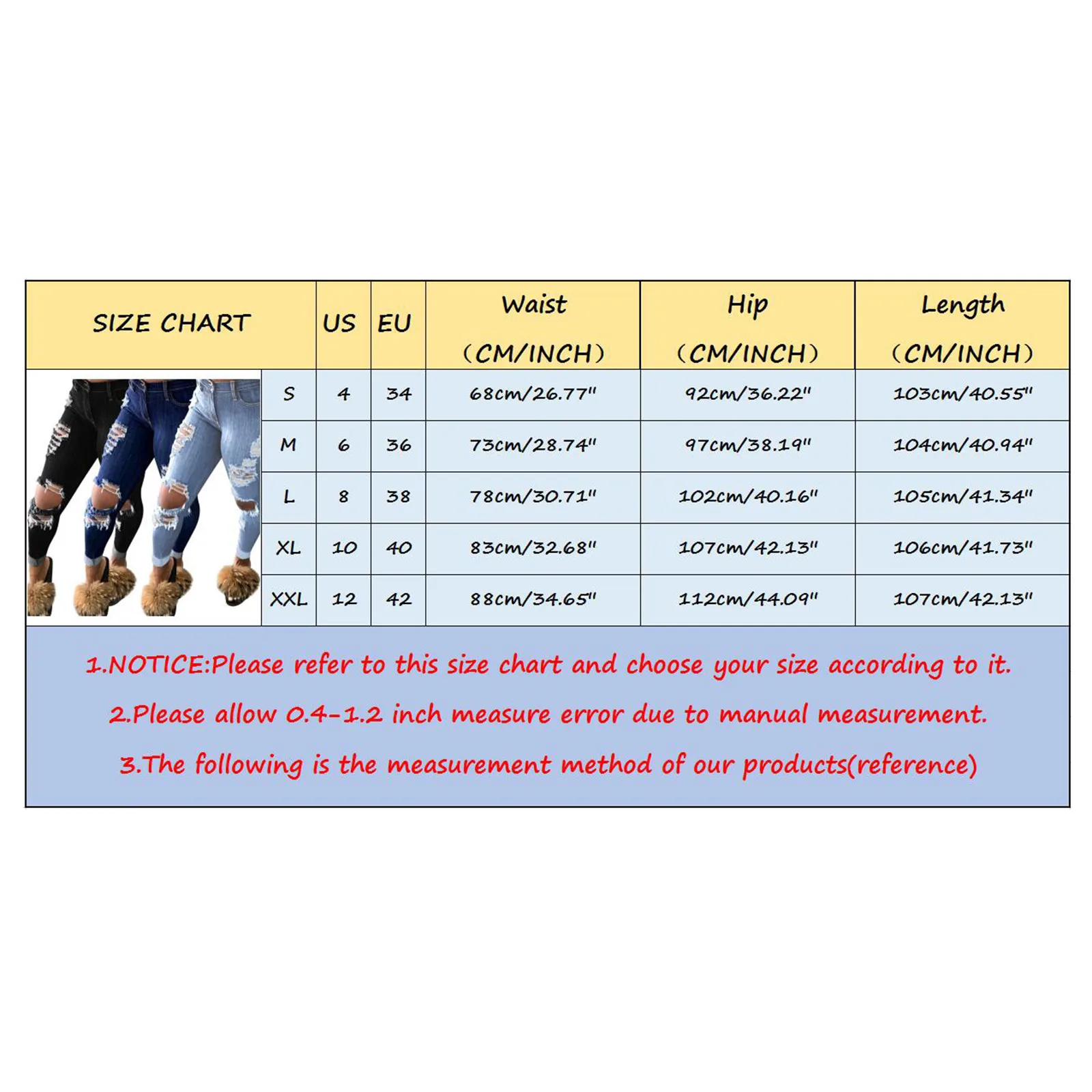 

Korean Slim Fit Jeans Fashion Solid Color Ripped Hole Tassel Stretch Mid-waist Denim Pencil Long Pants Trousers streetwe #t3g