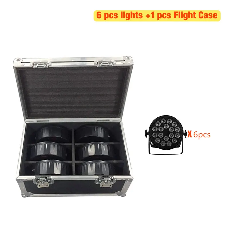 FlightCase with 6pcs Кейс с 4/6/8 Алюминий сплав светодиодный Par 18x12 Вт 4IN1 освещение для диско-бар танцевальный зал декоративный световой эффект - Цвет: FlightCase with 6pcs