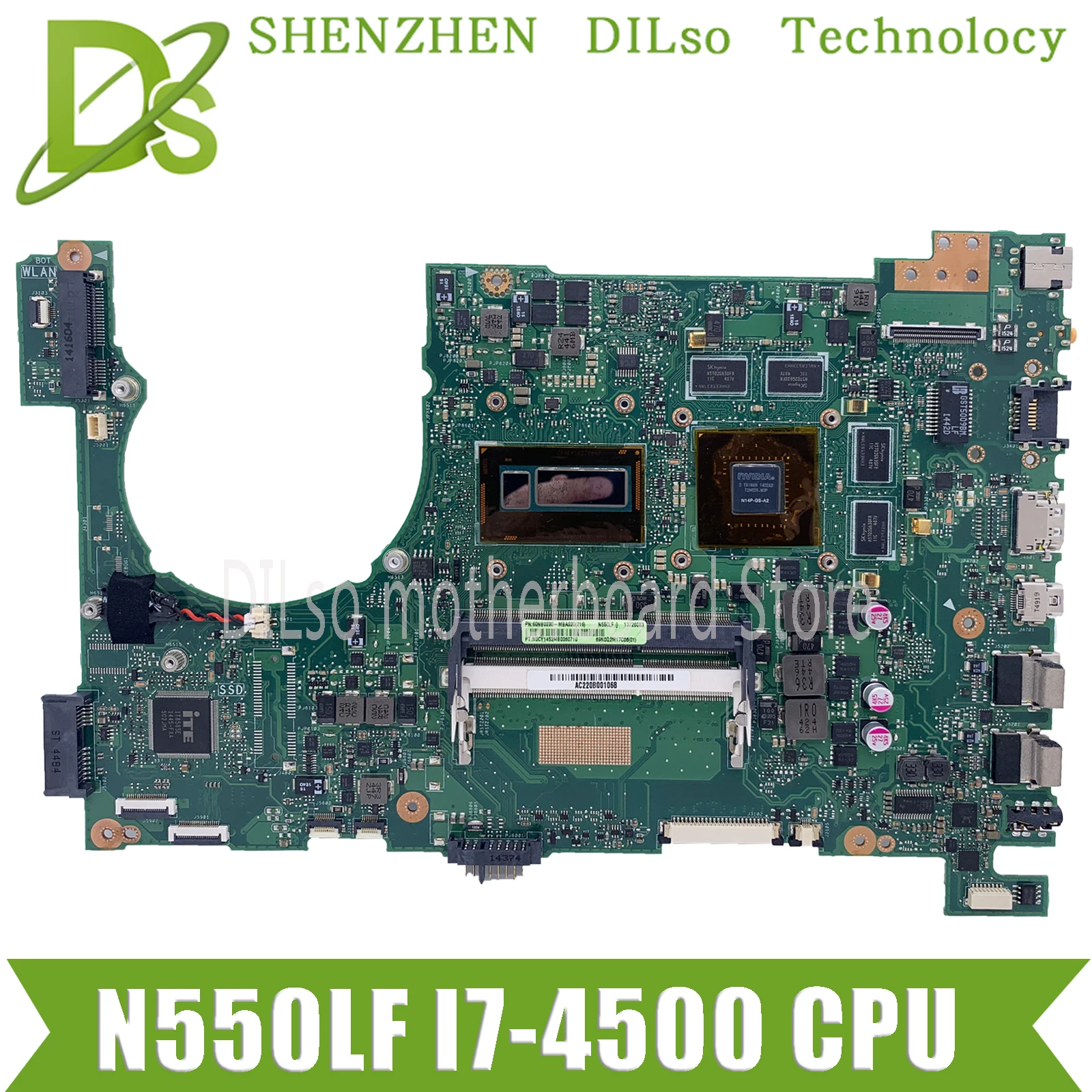 KEFU N550LF материнская плата для ASUS Q550LF ноутбука rev2.1 i7 4500 CPU N15P GS A2 тестовая