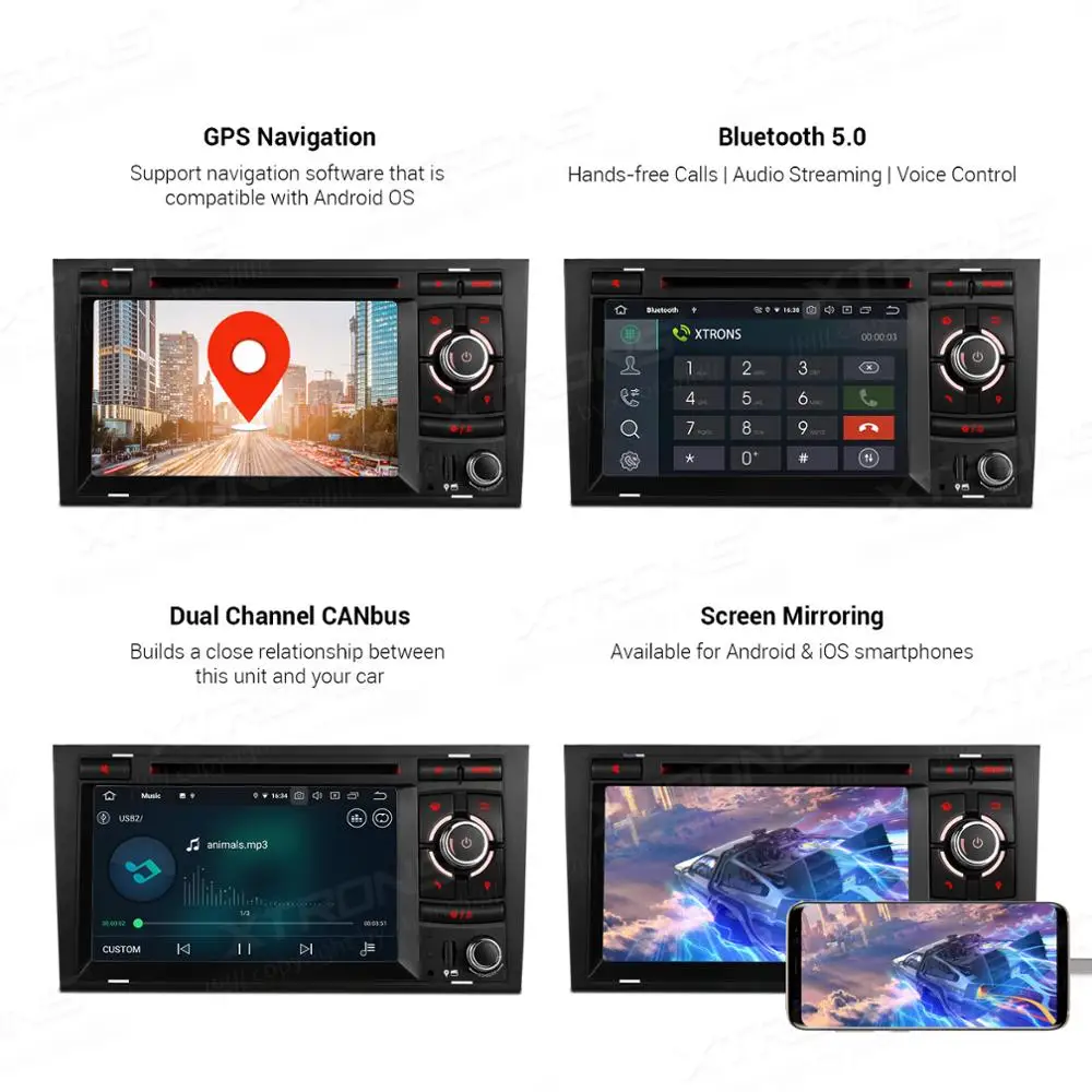 XTRONS " андроид 9,0 PX5 стерео DVD плеер радио gps OBD для Audi A4 S4 B6 B7 RS4 2002-2005 2006 2007 2008 для сиденья Exeo