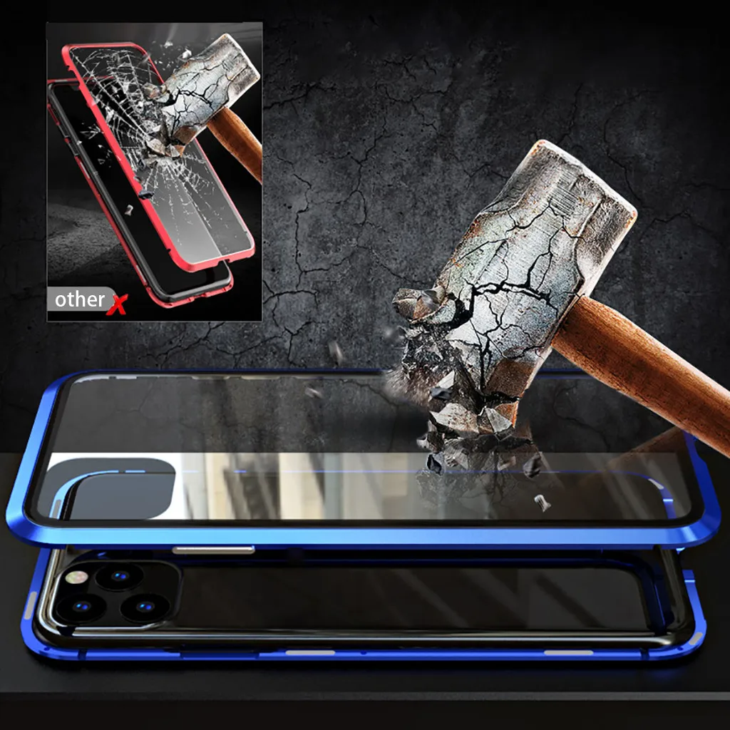 Магнитный металлический чехол-бампер для iPhone 11 11 Pro 11 Pro Max, односторонний стеклянный защитный чехол для iPhone 11 Pro 919#2