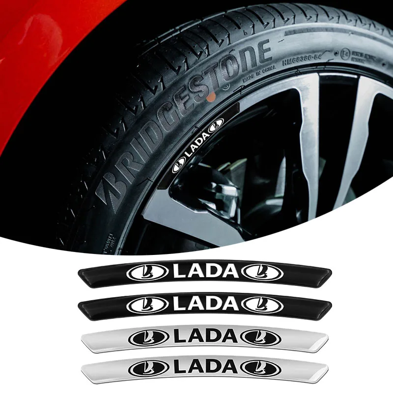 

4pcs Car Motorcycle Wheel Tire Sticker Rim Tape Auto Decal for Lada Granta Kalina Vesta Priora Largus 2110 Niva 2107 2106 2109Et