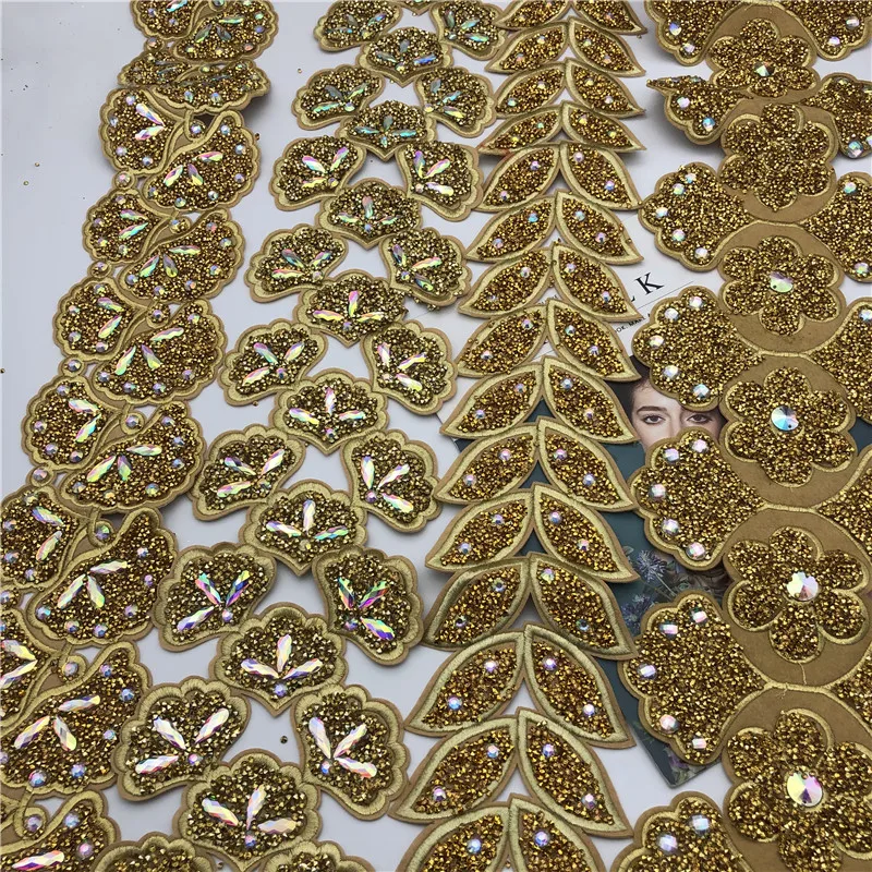 Золотые и серебряные стразы вышитые мотивы Кружевная аппликация Нигерия