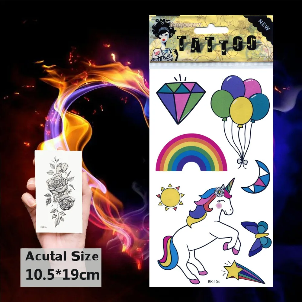 Конский единорог татуировки наклейки для женщин тело рука луна Временные
