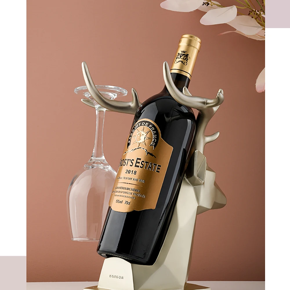 creative resin deer head wine rack wine bottle holder wine stand home livingroom decoration kitchen bar cabinet decor craft gift free global shipping