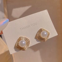 permih womens earrings pearl earrings fashion vintage female earrings geometry metal gold earrings for women 2021 trend jewelry