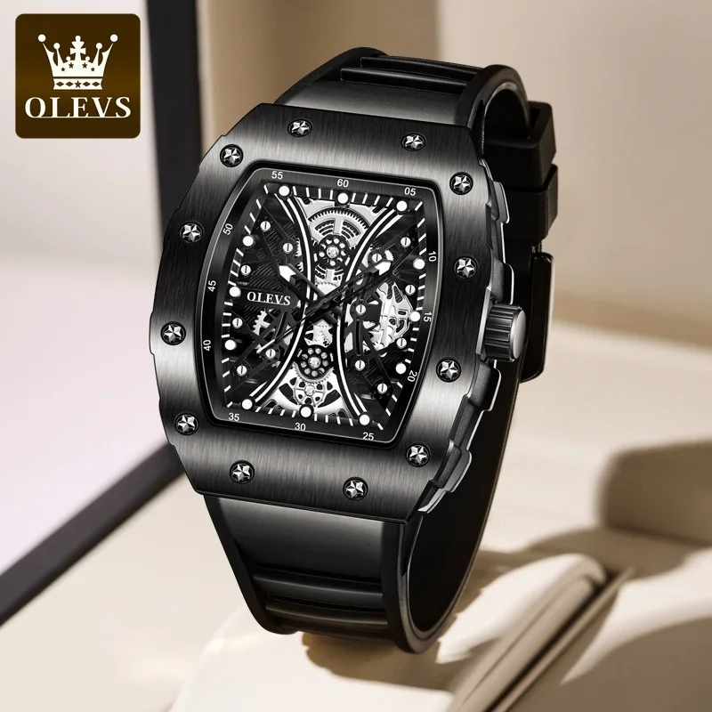 

Top Brand Men's Watch Luxury Business Rubber Black Quartz Watch RM Personality Trend Domineering Men Wristwatch relogio