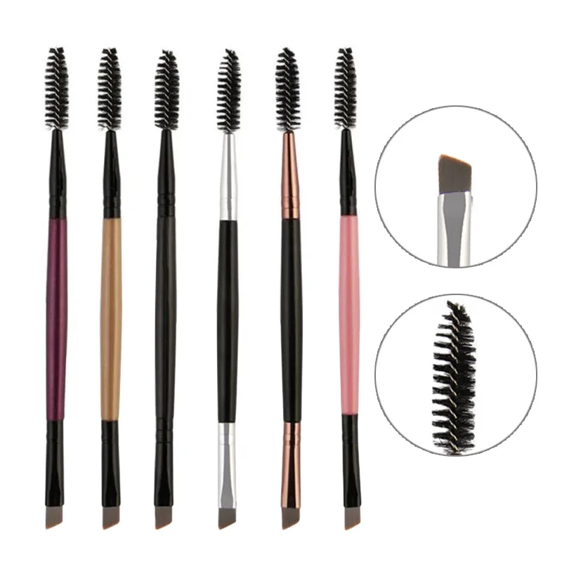 

Single Double Eyelash Makeup Brush Eyebrow Comb Brushes Portable Professional Makeup 6 Color Cosmetics Tools Makeup