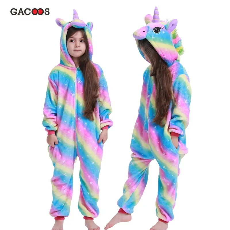 Детская Пижама с единорогом Kugurumi зимняя для девочек героями
