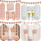 Посуда для дня рождения из розового золота, украшение для дня рождения, одноразовая тарелка для чашек и салфеток для вечеринок, свадьбы, невесты