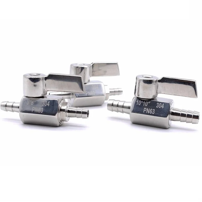 Шланг мини-санитарный шаровой кран из нержавеющей стали SUS 304 с синей ручкой 7 мм 8