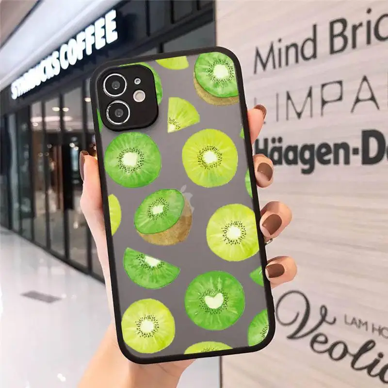 

Kiwi green fruit cute art Phone Case Matte Transparent for iPhone 7 8 11 12 s mini pro X XS XR MAX Plus cover funda