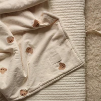 korean embroidered kawaii bear wool fleece quilt double sided thickening blanket embroidered bear plush fleece child blanket