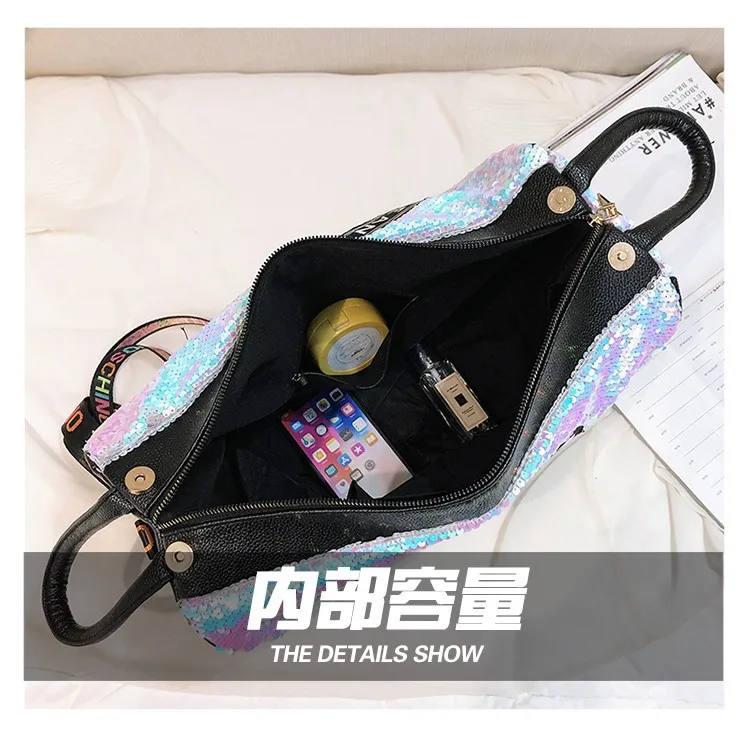 

2020 new sequin badge backpack ladies Korean version large capacity simple fashion multi-purpose travel backpack