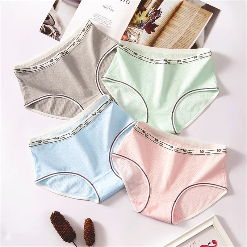 

Women's Breathable Underwear Panties Cotton Comfort Female Lingerie Solid Mid Waist Underpants Women Pantys Briefs One Piece New