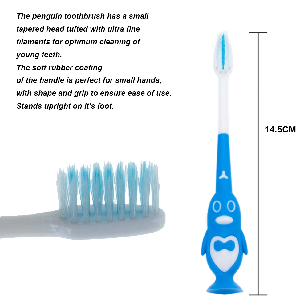 Детская зубная щетка с нескользящей ручкой Мягкая в форме пингвина инструмент