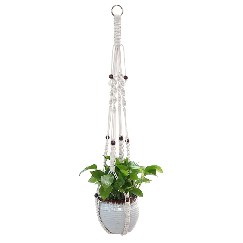 Hot Sales 1 Piece High Quality Handmade Cotton Hanging Basket Balcony Plants Flowerpot Holder Indoor Macrame Wall | Дом и сад