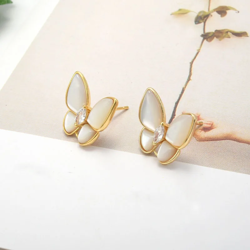

2pcs High Quality Gold Color Shell Butterfly Connector Earring Pendant Charms Earring Base Pendant DIY Women's Jewelry