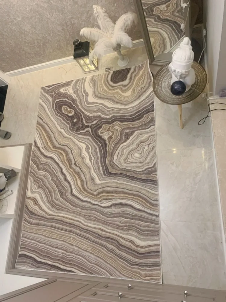 Коврик для гостиной с геометрическим рисунком мягкий на ощупь ворсистый